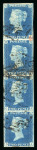 Stamp of Great Britain » 1840 2d Blue (ordered by plate number) 1840 2d blue pl.1 vertical strip of four AJ-DJ used
