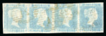 Stamp of Great Britain » 1841 2d Blue 1841 2d blue pl.4 horizontal strip of 3 LI-LL with clear to large margins and "ivory" heads, used