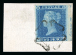 Stamp of Great Britain » 1841 2d Blue 1841 2d blue Pl.3 four margins, large at right with part inscription, tied on piece by black MC