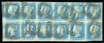 Stamp of Great Britain » 1841 2d Blue 1841 2d blue Pl.4 block of twelve SF-TK with good margins all round and neat strikes of "131" postmark of Edinburgh