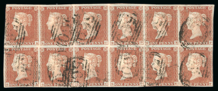 Stamp of Great Britain » 1841 1d Red 1841 1d red group of fine used multiples on a Hagner page