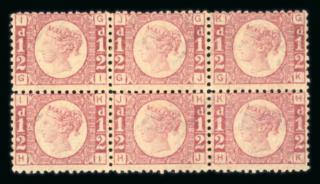 Stamp of Great Britain » 1854-70 Perforated Line Engraved 1870-79 1/2d rose pl.12 in mint block of six