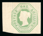 Stamp of Great Britain » 1847-54 Embossed GB 1847-54 1s Embossed pale green die 2 mint with large to enormous margins