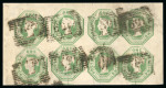 Stamp of Great Britain » 1847-54 Embossed GB 1847-54 1s Embossed pale green die 2 in used block of eight