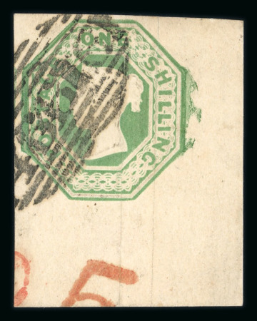 1847-54 1s green die 2 lower left corner marginal used with "466"  of Liverpool