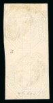 1847-54 1s pale green die 1 used vertical pair, clear margins all around, with red "466" numerals of Liverpool