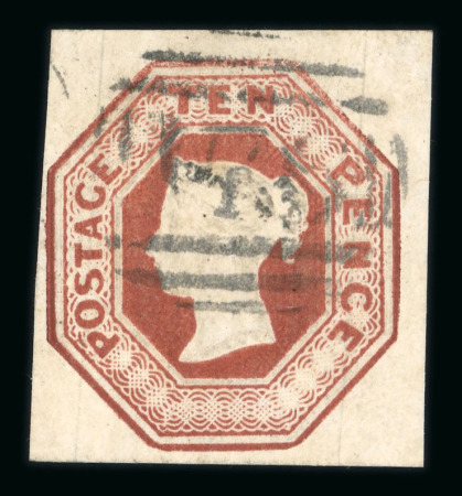 1847–54 10d Brown, Die 4, “threads 18mm apart” variety. A fine used example with four large to very large margins. Tiny imperfections at top, clear of the design. A scarce and attractive variety. (SG Spec. H2c, £2,500). 