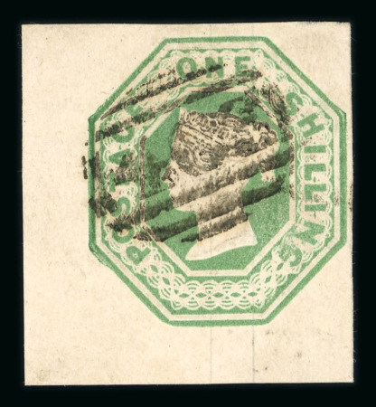 Stamp of Great Britain » 1847-54 Embossed GB 1847-54 1s Embossed green die 2 lower left corner marginal example, used