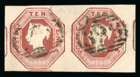 Stamp of Great Britain » 1847-54 Embossed 1847-54 10d brown in horizontal pair used with large to very large margins