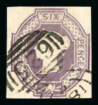 Stamp of Great Britain » 1847-54 Embossed 1847-54 6d mauve with four margins fine used with "625" of Portsmouth.