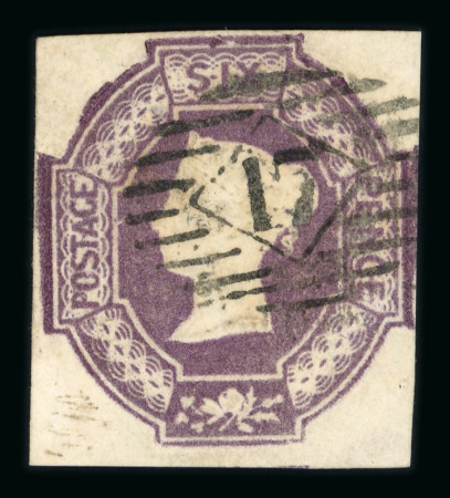 1847-54 6d purple with four good to large margins fine used with London "17"numeral.