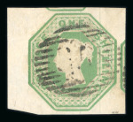 1847–54 1s Pale Green, 10d Brown and 6d Dull Lilac. A fine used group, each with good to large margins. The 10d Brown with a small corner crease at top right, clear of the design; otherwise a very attractive trio (3).
