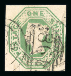 Stamp of Great Britain » 1847-54 Embossed 1847-54 small used group with three 1s green, two 6d plus one on part cover