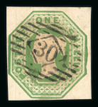 Stamp of Great Britain » 1847-54 Embossed 1847-54 small used group with three 1s green, two 6d plus one on part cover