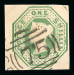 Stamp of Great Britain » 1847-54 Embossed 1847-54 small used group with three 1s green, two 6d plus one on part cover