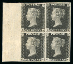 Stamp of Great Britain » 1840 1d Black and 1d Red plates 1a to 11 1840 1d black pl.7 BA-CB, marvellous left marginal