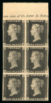 Stamp of Great Britain » 1840 1d Black and 1d Red plates 1a to 11 1840 1d black pl.11 AH-CI, marvellous upper marginal block of six