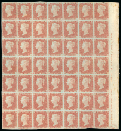 Stamp of Great Britain » 1841 1d Red GB 1841 1d pale red-brown in marginal block of 49 with inscription mint