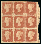 Stamp of Great Britain » 1841 1d Red 1841 1d red-brown Pl. 34, marginal block of nine MJ-OL
