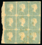 Stamp of Great Britain » 1841 1d Red 1841 1d red-brown Pl. 34, marginal block of nine MJ-OL