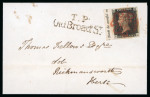 Stamp of Great Britain » 1840 1d Black and 1d Red plates 1a to 11 1840 1d black pl.4 GA left hand marginal with inscription on cover to Rickmansworth with fine strike of red MC