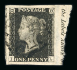 Stamp of Great Britain » 1840 1d Black and 1d Red plates 1a to 11 1840 1d black pl.5 IL marginal with part inscription at right, black MC