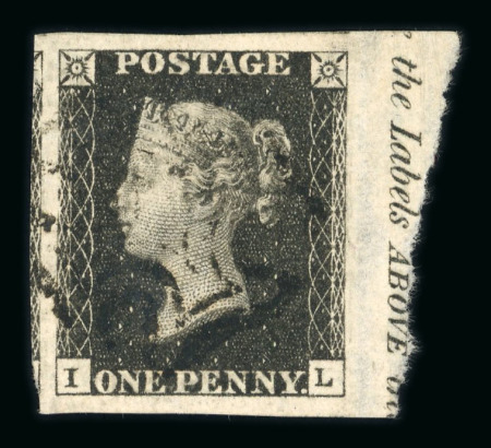Stamp of Great Britain » 1840 1d Black and 1d Red plates 1a to 11 1840 1d black pl.5 IL marginal with part inscription at right, black MC