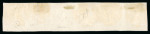 1840 1d Black Plate 2. A horizontal strip of six (BA–BF) with clear to good margins, each stamp struck with brownish-orange Maltese Crosses