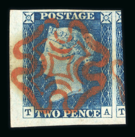 Stamp of Great Britain » 1840 2d Blue (ordered by plate number) 1840 2d blue pl.2 TA bright fresh corner marginal (plus