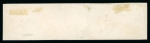 1840 2d Blue Plate 2. A horizontal strip of five (RC–RG) with margins large at top and clear at base, just touched at left and right. Neatly struck with black Maltese Cross cancellations. An impressive and scarce multipl