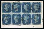 Stamp of Great Britain » 1840 2d Blue (ordered by plate number) 1840 2d blue pl.1 SI-TL exceptional BLOCK OF EIGHT