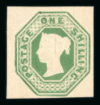 1847-54 1s green with large margins mint with part o.g.
