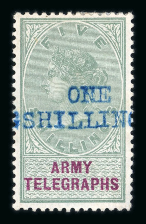Stamp of Great Britain » Telegraphs Military Telegraphs for Egypt: 1901 surcharged "One Shilling" on 5s green and violet mint