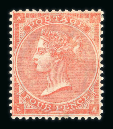 Stamp of Great Britain » 1855-1900 Surface Printed 1862-64 Emblems 4d pale red NA mint with large part o.g.