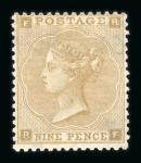 Stamp of Great Britain » 1855-1900 Surface Printed 1862-64 Emblems 9d bistre RF mint with part o.g.