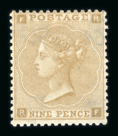 Stamp of Great Britain » 1855-1900 Surface Printed 1862-64 Emblems 9d bistre RF mint with part o.g.
