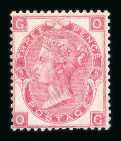 Stamp of Great Britain » 1855-1900 Surface Printed 1867-80 Spray 3d rose pl.5 OG mint with large part o.g.