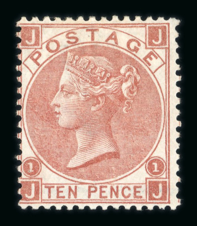 Stamp of Great Britain » 1855-1900 Surface Printed 1867-80 Spray 10d red-brown JJ mint with large part o.g.