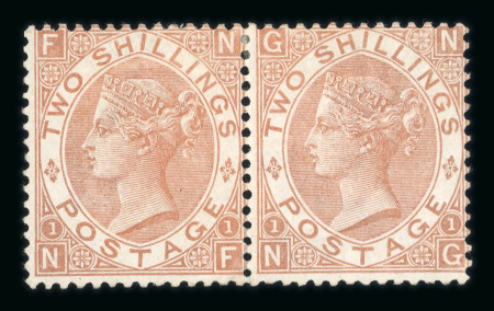 Stamp of Great Britain » 1855-1900 Surface Printed GB 1867-80 Spray 2s brown, a fresh mint pair NF-NG