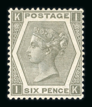 Stamp of Great Britain » 1855-1900 Surface Printed 1872-73 Spray 6d chestnut pl.11 HD mint (re-perforated) and 6d pale buff pl. 12 EG unused (regummed), and 6d grey pl.12 IK unused