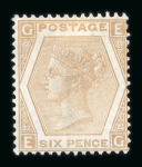 Stamp of Great Britain » 1855-1900 Surface Printed 1872-73 Spray 6d chestnut pl.11 HD mint (re-perforated) and 6d pale buff pl. 12 EG unused (regummed), and 6d grey pl.12 IK unused