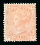 Stamp of Great Britain » 1855-1900 Surface Printed 1873-80 Large Garter 4d vermilion pl.15 PG mint with part o.g.