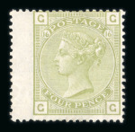 Stamp of Great Britain » 1855-1900 Surface Printed 1873-80 Large Garter 4d sage-green pl.16 GG mint wing margin with large part o.g.