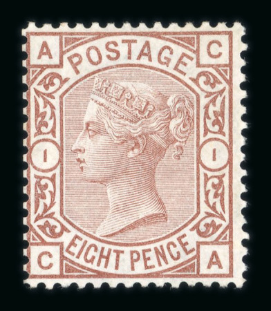 Stamp of Great Britain » 1855-1900 Surface Printed 1876 Prepared for use but not issued 8d purple-brown CA mint