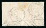 1867–83 Watermark Maltese Cross 5s Rose, Plate 1. A fine used pair, neatly cancelled with Cornhill 1872 datestamps. HD with a corner crease. Excellent colour and a very attractive item. (SG £1,000).  Expertise: Signed G.