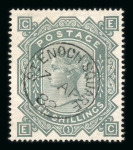 1867–83 Watermark Cross 10s Greenish-Grey. A very fresh and fine used example, neatly cancelled with St. Enoch Square 1882 datestamp. A very faint wrinkle noted for accuracy. A most appealing stamp. (SG £2,250).  Experti