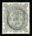 1867-83 wmk Anchor 10s greenish grey on white paper fine used with neat Wellington Salop 1883 cds