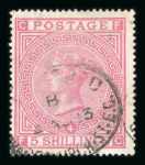 Stamp of Great Britain » 1855-1900 Surface Printed » 1867-83 High Values 1867-83 wmk Anchor 5s rose pl.4 on white paper used