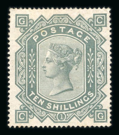 Stamp of Great Britain » 1855-1900 Surface Printed 1867-83 wmk MC 10s greenish grey mint