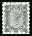 1867–83 10s Grey-Green on Blued Paper Watermark Anchor Mint 